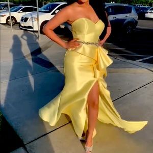 Yellow Elegant Evening Dress